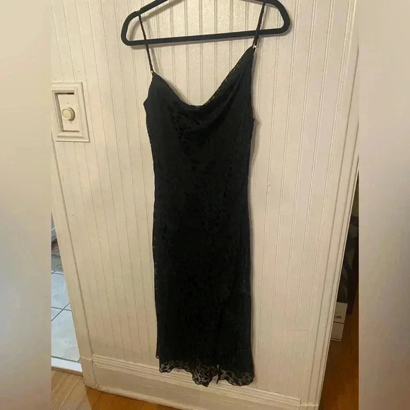 Good American Velvet Burnout Asymmetrical Slip Dress - Picture 1 of 10